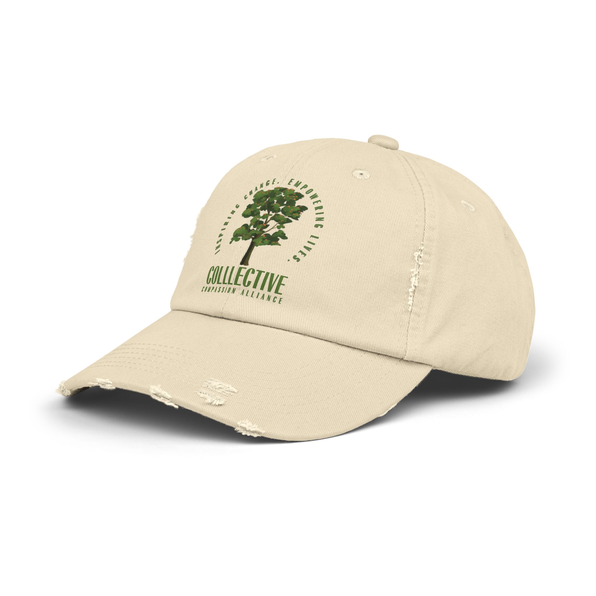 Unisex Distressed Cap with Empowering Tree Design - Image 5