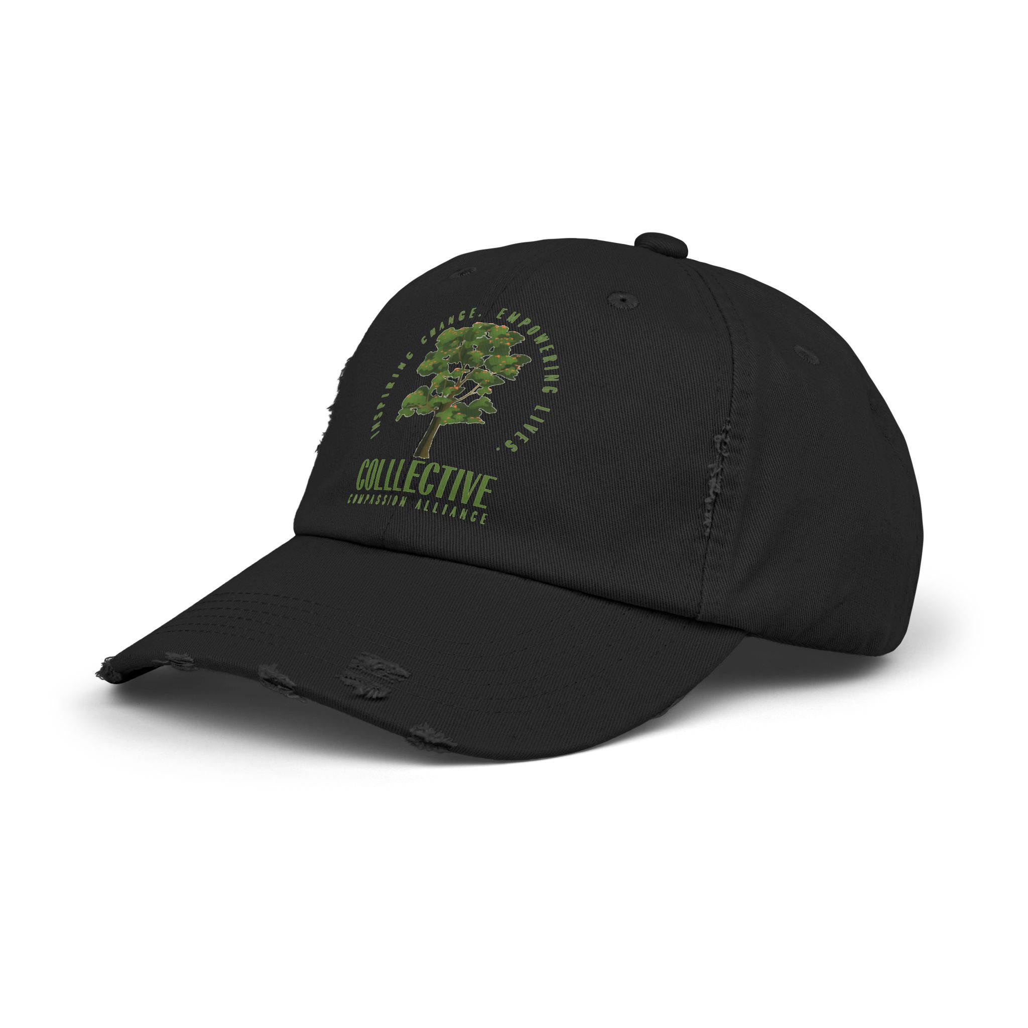 Unisex Distressed Cap with Empowering Tree Design - Image 2