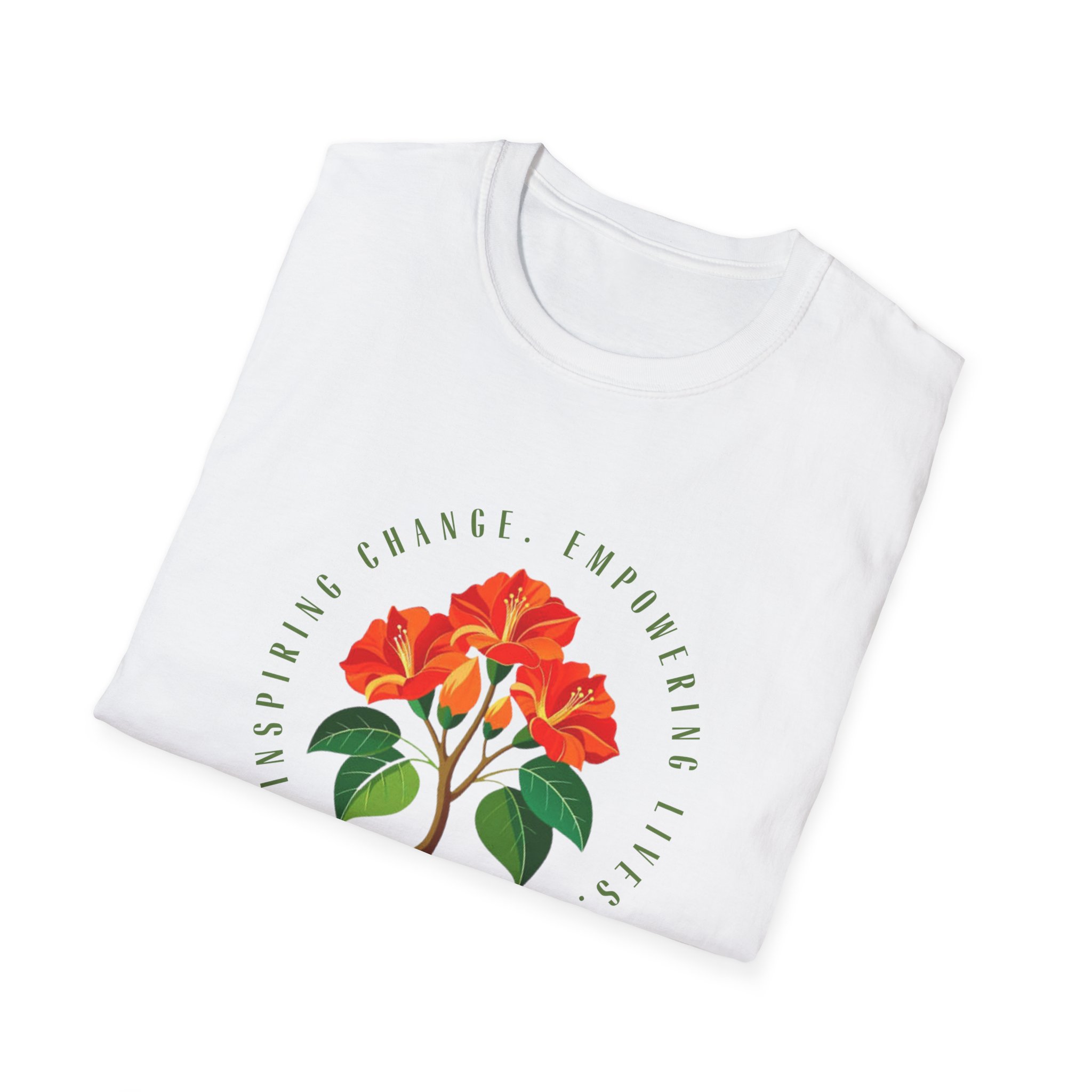 Inspiring Change Floral T-Shirt Unisex Softstyle Shirt - Image 3