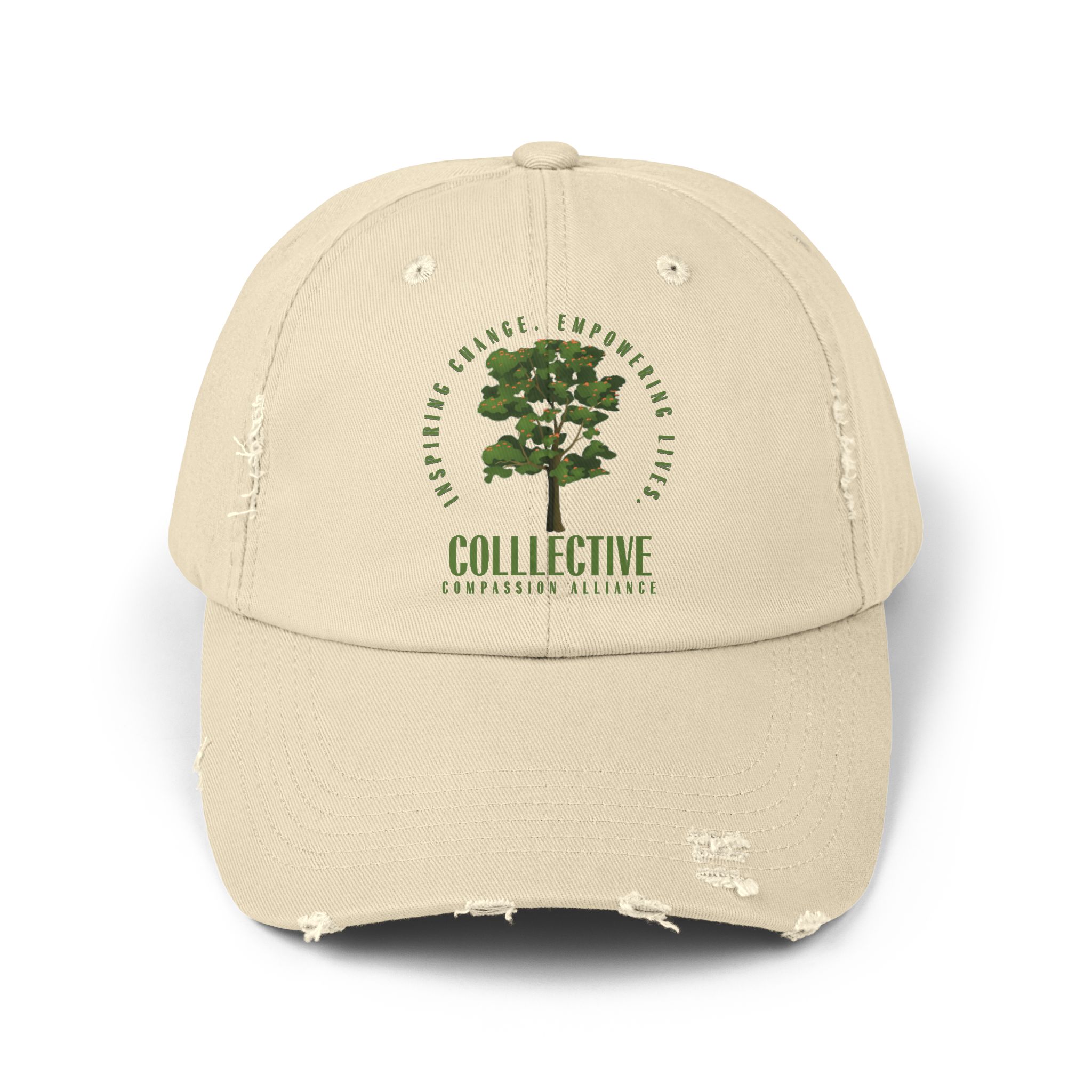 Unisex Distressed Cap with Empowering Tree Design - Image 4